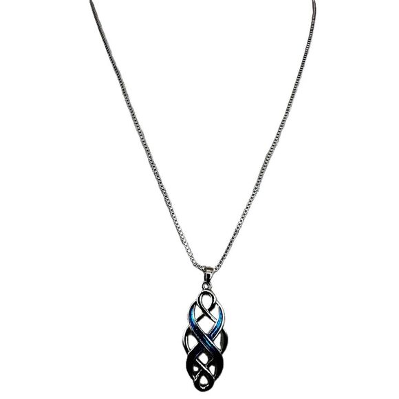 NEW Blue Interlaced Design Pendant Chain Necklace - Picture 3 of 9
